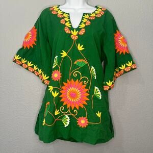 Vibrant green frances valentine embroidered blouse